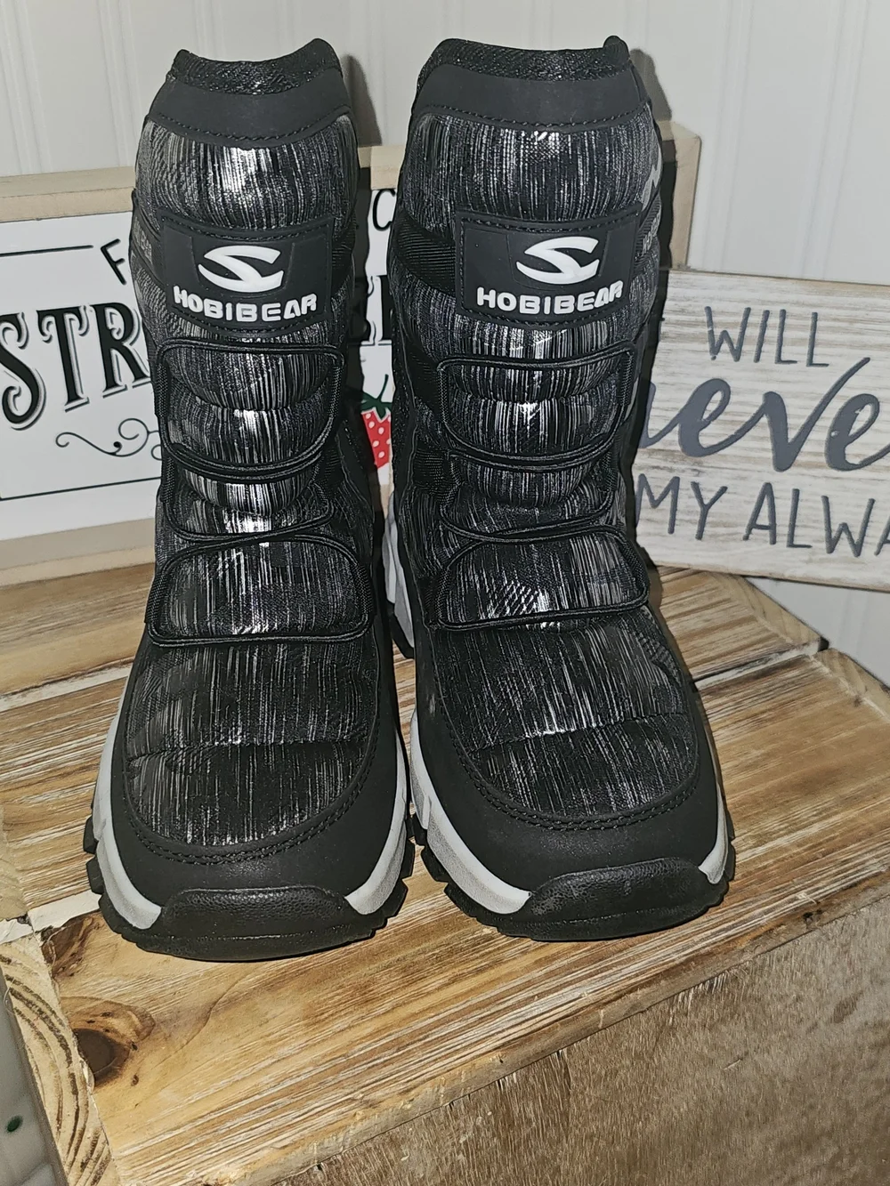 HOBIBEAR Kids Black Winter Waterproof  Boots